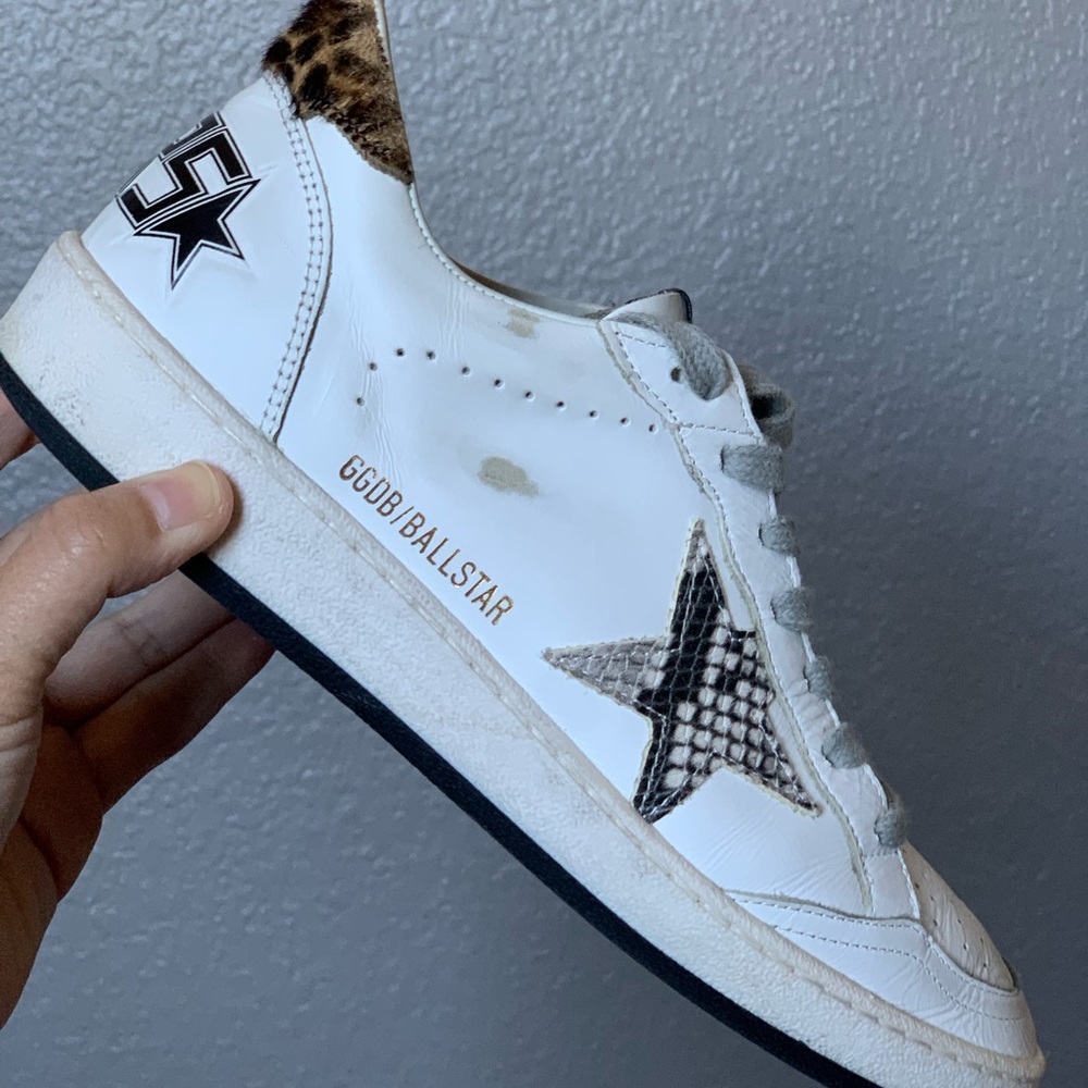 Golden goose snake star leopard heel ball star
